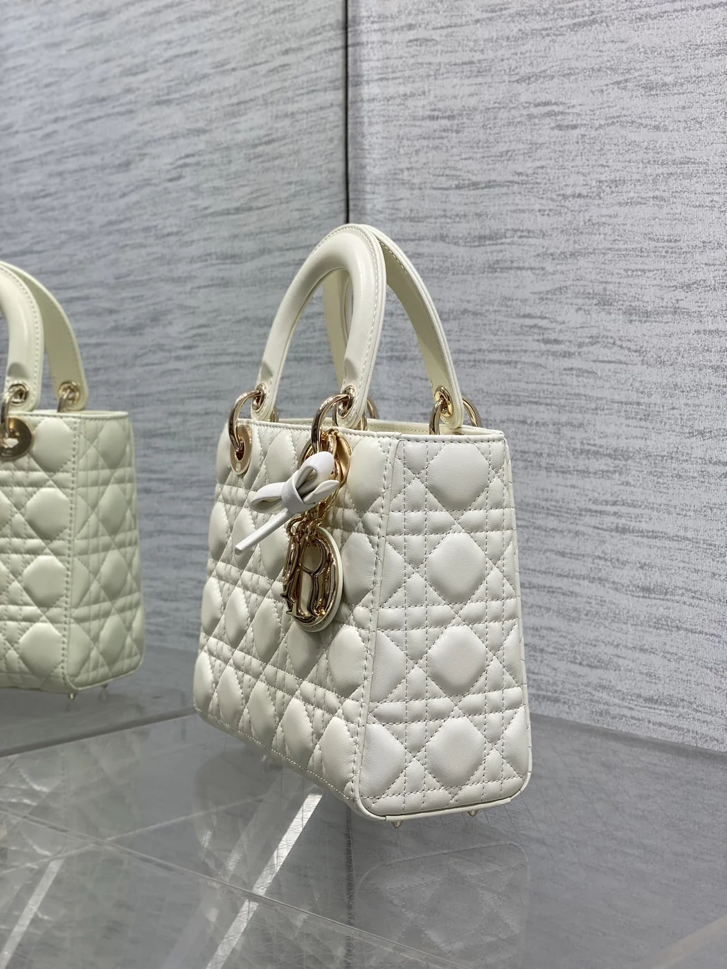 Dior Lady Small White Gold Hardware Bag product view 4
