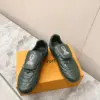 Louis Vuitton Women Dark Green Leather Sneakers product view 6
