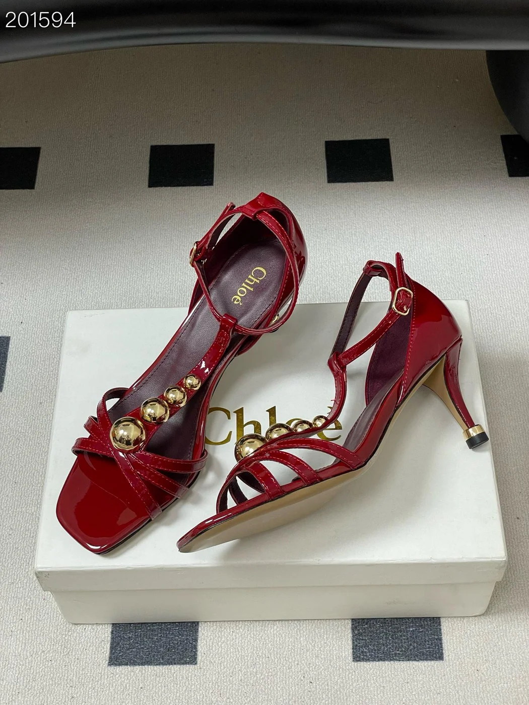 Chloé Strappy Heels Red Gold product view 1