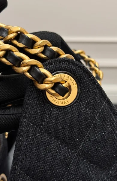Chanel 25 Small In Black-Gray Denim With Gold Hardware Bag product view 4