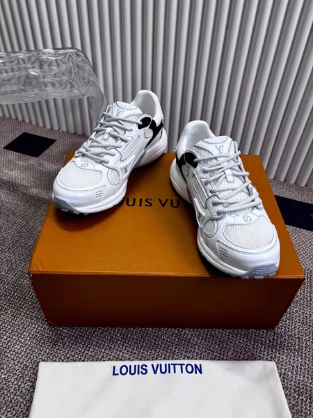 Louis Vuitton Women White Mesh Leather Sneakers product photo