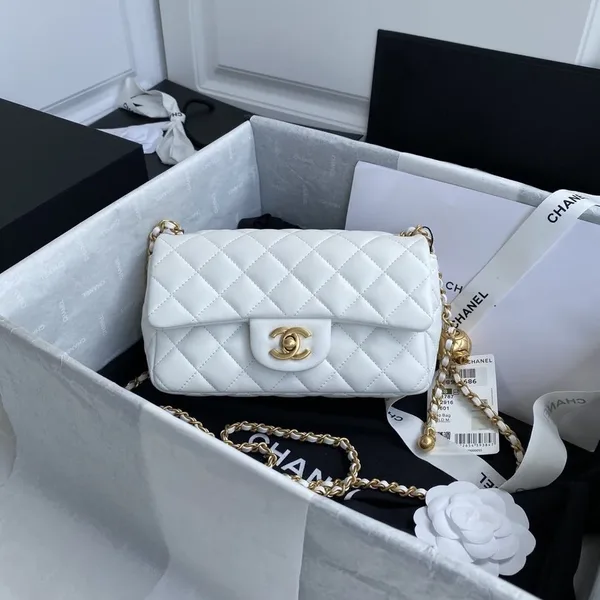 Chanel White Pearl Crush Mini Flap Bag product photo