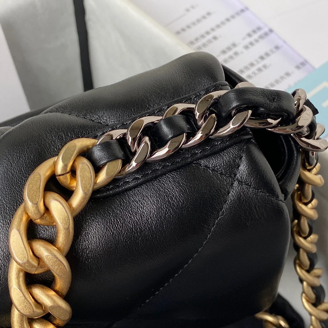 Chanel 19 Flap Bag Black Lambskin Gold Hardware product view 7