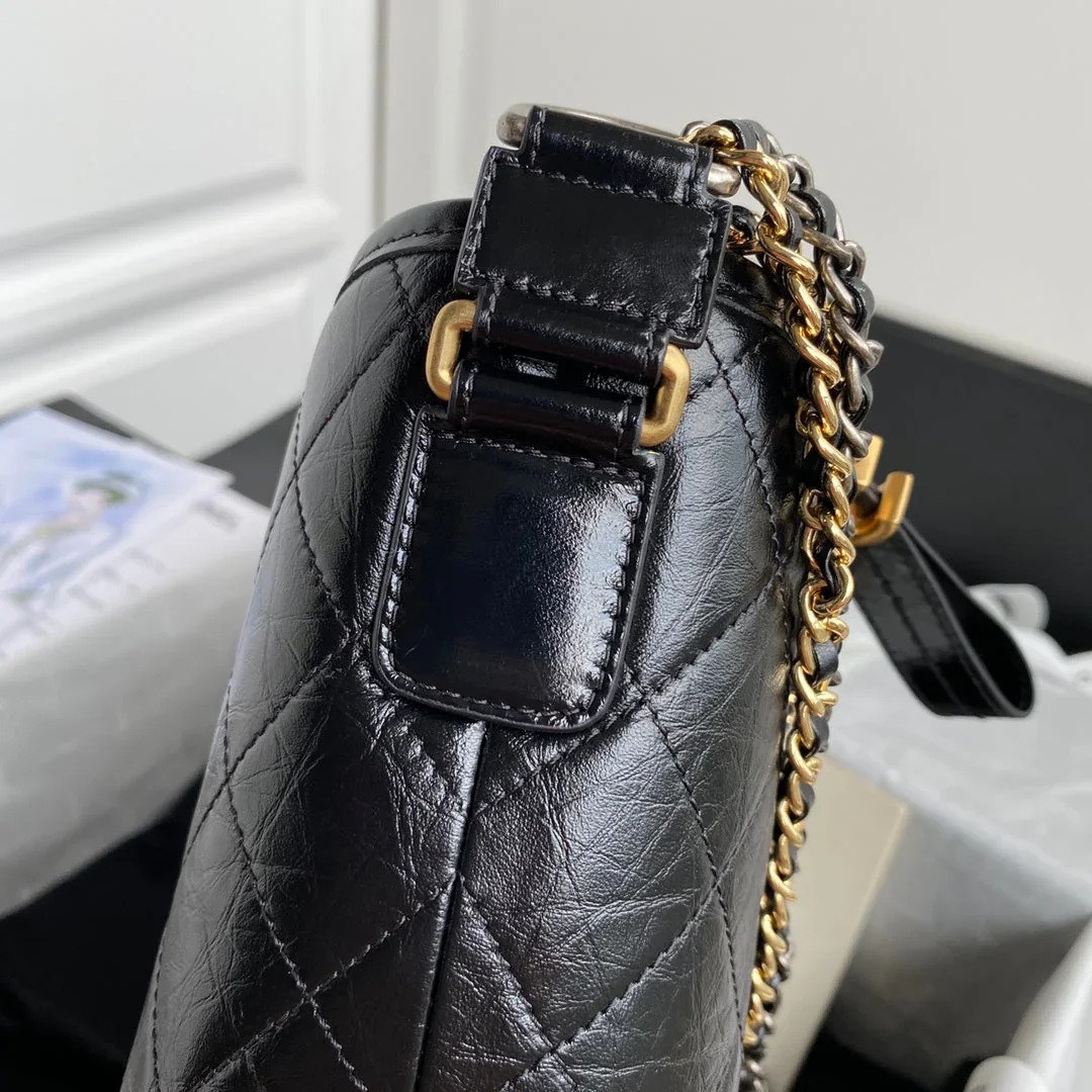 Chanel Gabrielle Medium 28 Hobo Bag In Black Calfskin product view 2