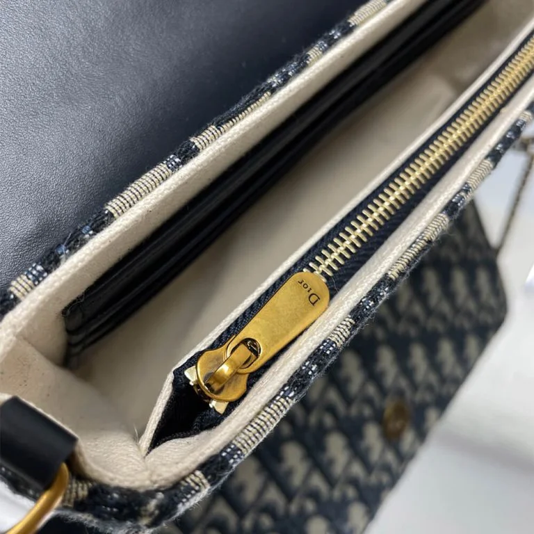Dior Medium Saddle Pouch with Chain — Navy Blue Oblique product view 6