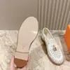 Louis Vuitton Women White Leather Loafers — Woven Upper Detail product view 2