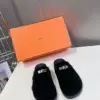 Hermès Women Black Suede Leather Slippers product view 1