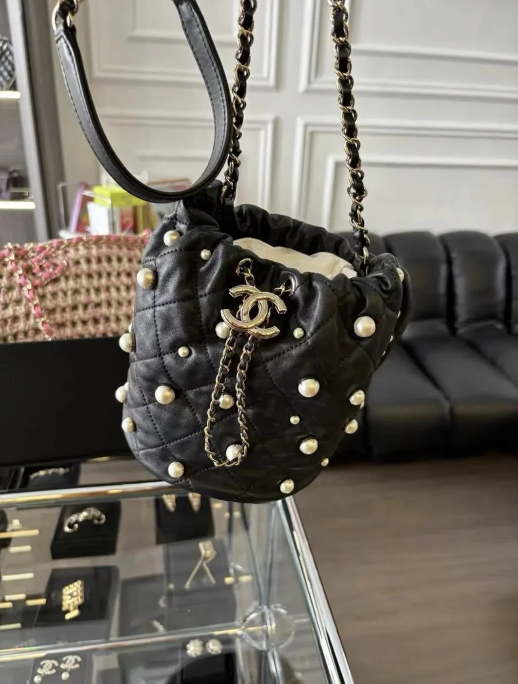 Chanel Bucket Pearl Bag SS21 product view 4