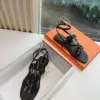 Hermès Women Black Leather Strappy Sandals — Link-Detail T-Strap product view 4