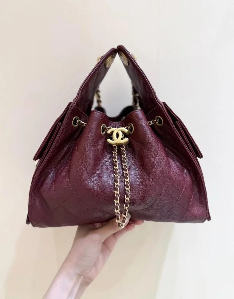 Chanel 25 Small Burgundy Gold Hardware Bag product view 5