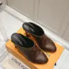 Louis Vuitton Women Brown Leather Mules — Plain Slip-On Style product view 3