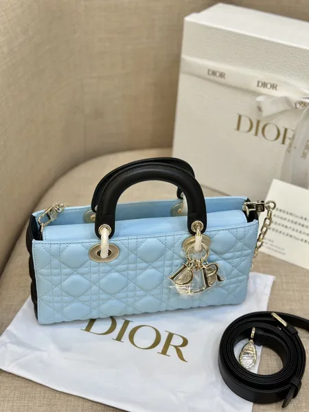 Dior D-Joy Women’s Handbag, Ice Blue Cowhide Leather, 26 cm product view 7