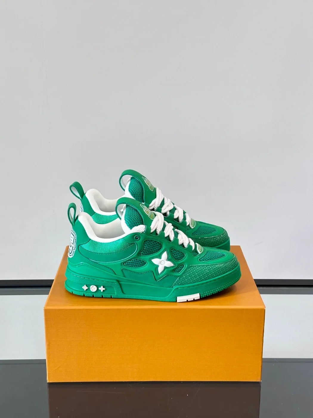 Louis Vuitton Men Green Mesh Sneakers product view 1