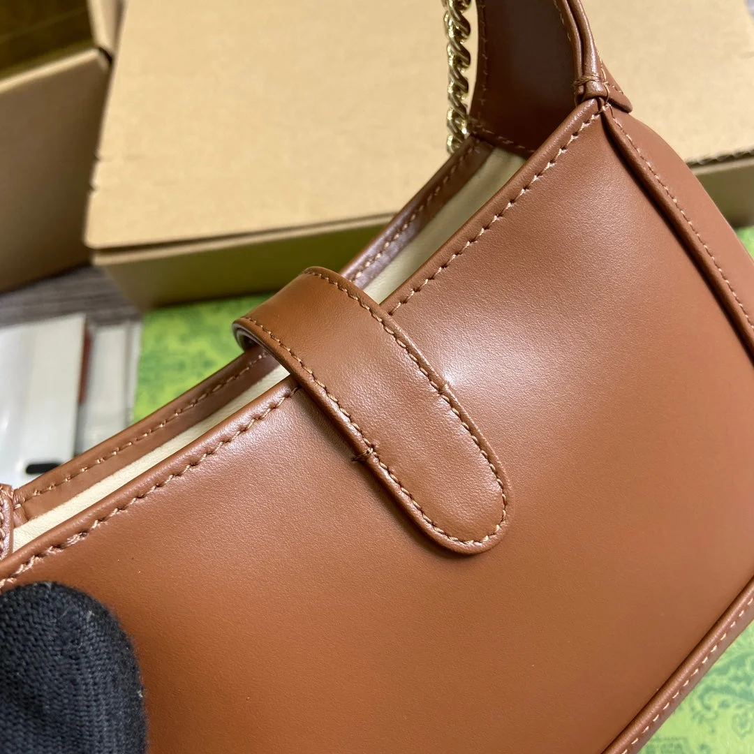 Gucci Jackie Notte Mini Bag 19 In Tawny Brown Calfskin Gold Hardware product view 9