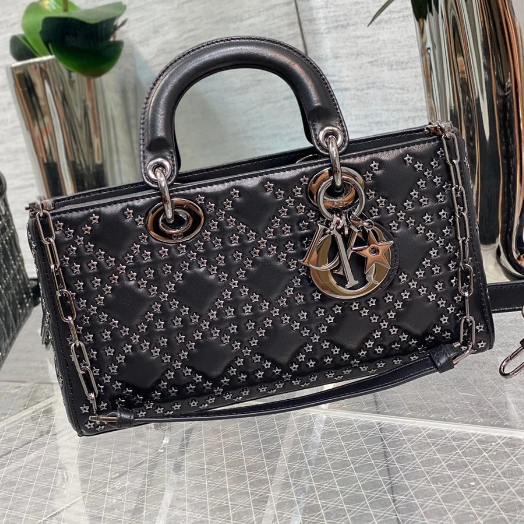 Dior D-Joy Black Handbag With Star Studs 26 cm product view 1