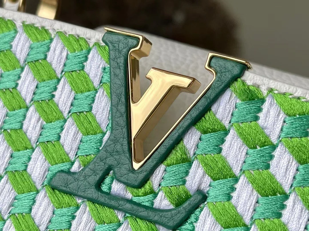 Louis Vuitton Capucines Green And White Pattern Handbags 21 cm product view 6