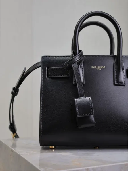 Saint Laurent Sac De Jour Gold Black Grain Leather Bag product view 8