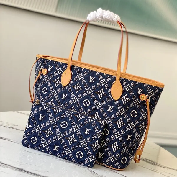 Louis Vuitton Neverfull MM Bag — Navy Blue 1854 Pattern product photo