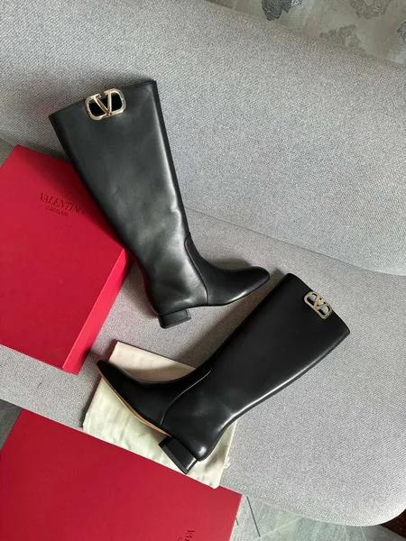 Valentino Women Black Leather Tall Boots product photo