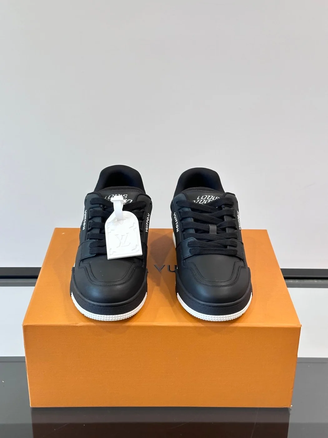 Louis Vuitton Men Sneakers — Black with White Lace Accent product view 2