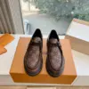 Louis Vuitton Women Brown Checkered Leather Loafers product view 5
