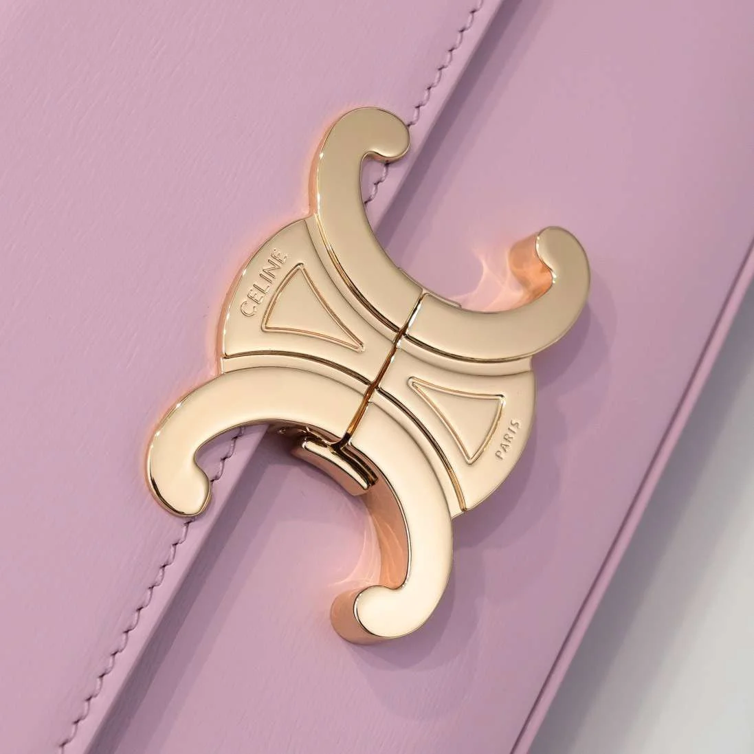 Celine Triomphe Handbag Pink Smooth Leather 20x12cm product view 5