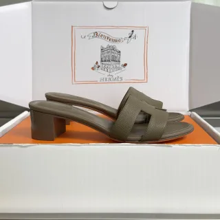 Hermès Oran Heeled Sandals — Olive Green product view 2