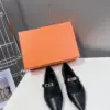 Hermès Women Black Leather Pointed Toe Flats product view 1