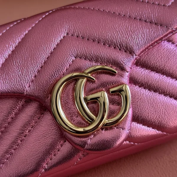 Gucci GG Marmont Bag 16 In Metallic Pink Lambskin product view 3