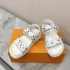 Louis Vuitton Women White Patterned Fabric Sandals product view 6