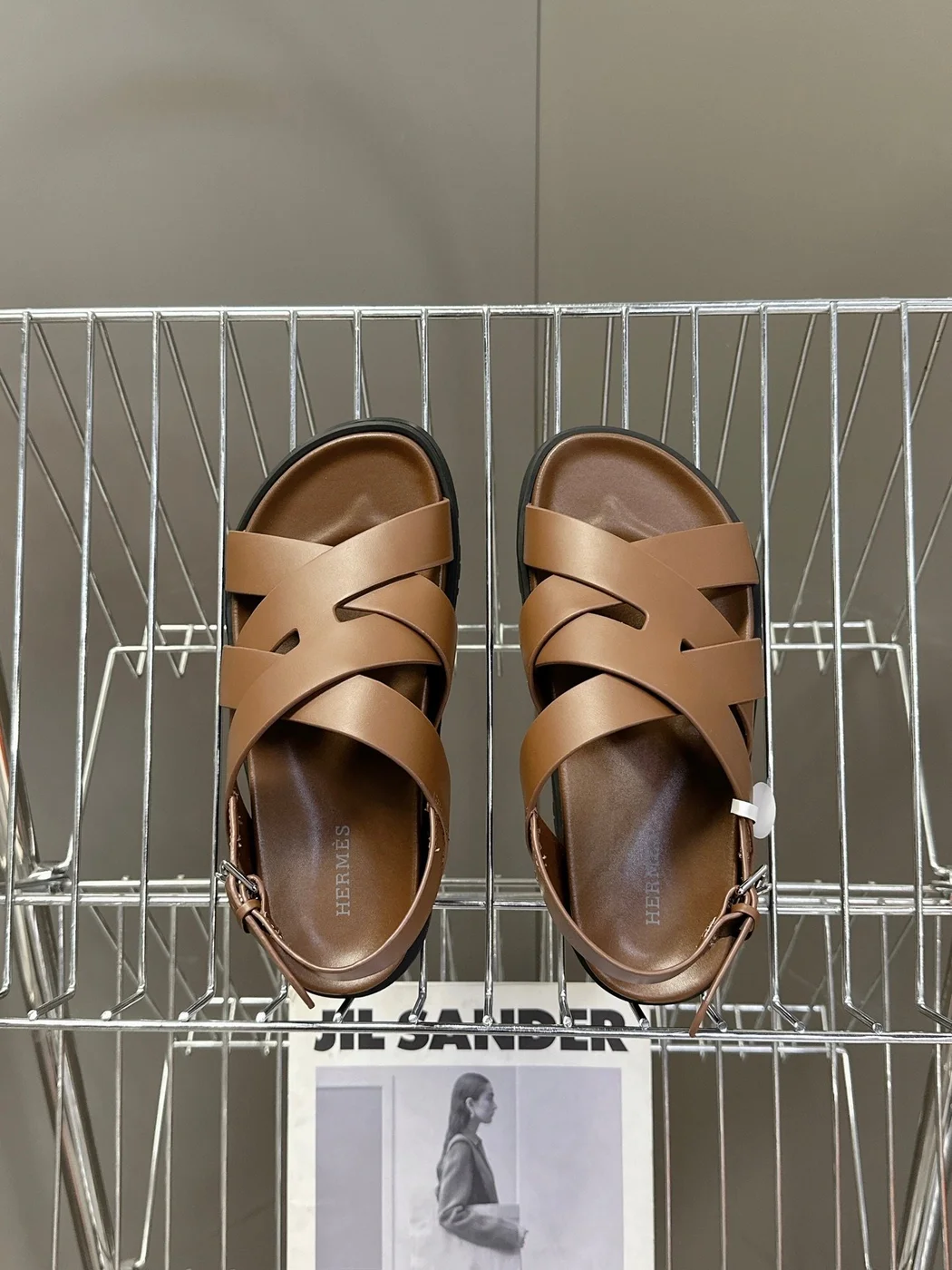 Hermès Women Brown Leather Strappy Sandals product view 2