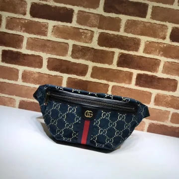 Gucci Belt Bag GG Velvet Blue in Velvet with Brass-tone product photo