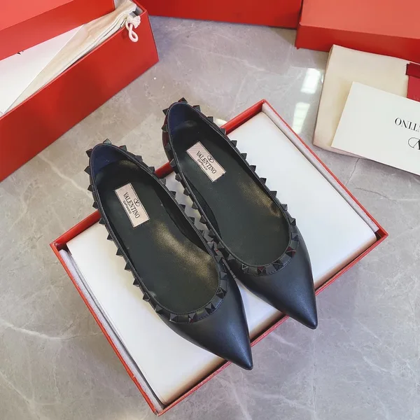 Valentino Women Black Leather Pointed Flats product photo