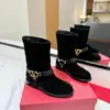 Valentino Women Black Suede Strap Boots — Ankle Height product view 1
