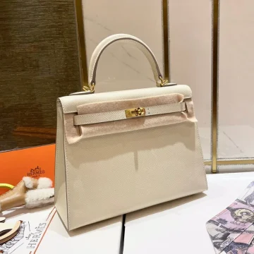 Hermès 25 cm White Epsom Leather Gold Hardware Bag product photo