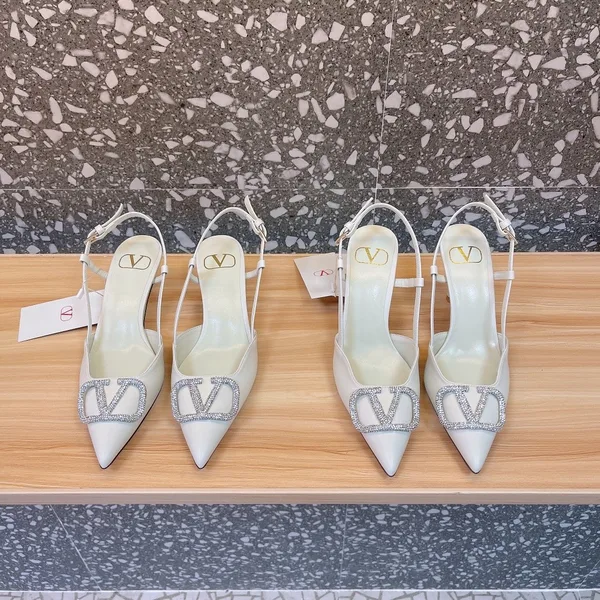 Valentino Women White Leather Pointed Slingback Pumps product photo