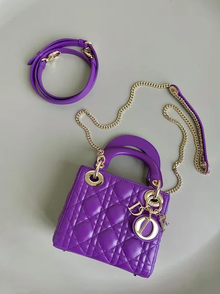 Dior Lady Mini Women’s Handbag Purple Cowhide 17 cm product view 8