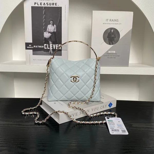 Chanel Small Hobo Bag in light blue quilted calfskin product photo