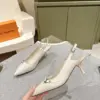 Louis Vuitton Women White Leather Pointed Slingback Heels product view 4