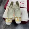 Valentino Women White Mary Jane Heels with Gold-Tone VLogo Detail product view 1