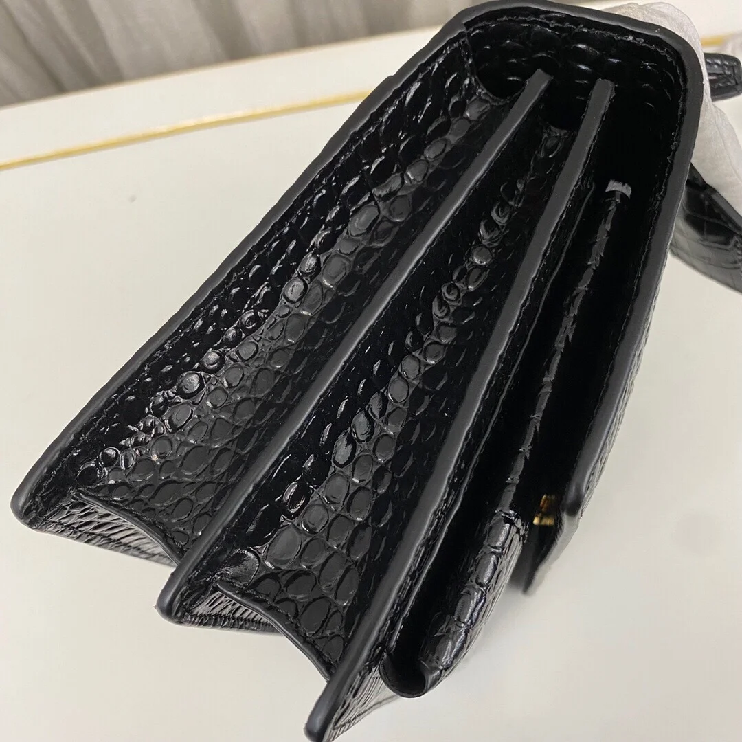 Saint Laurent Medium Sunset Bag Black Croc Pattern product view 4