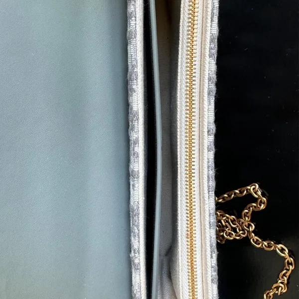 Dior Medium Saddle Pouch with Chain — Light Gray Oblique product view 7