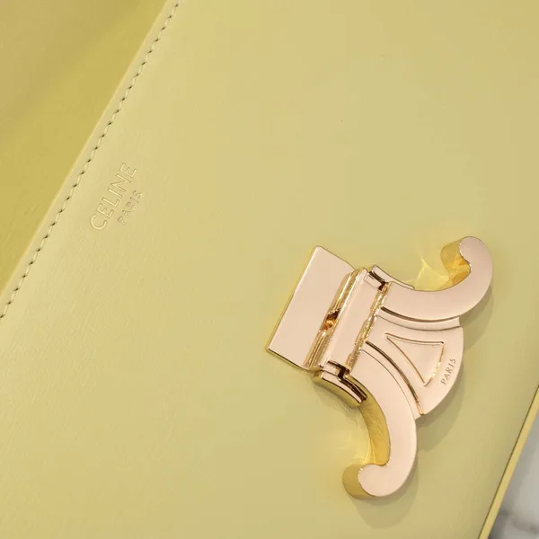 Celine Triomphe Handbag Bright Yellow Smooth Leather 20x12cm product view 8
