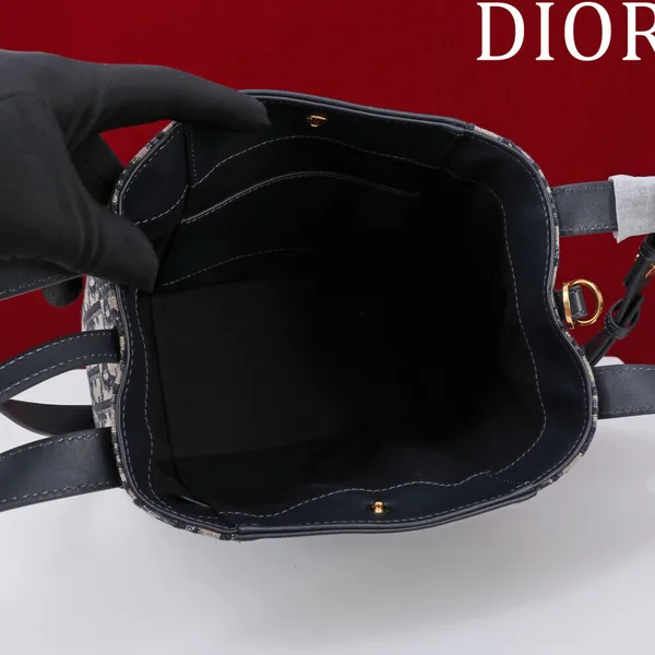 Dior Medium Signature Bucket Bag — Navy Blue Oblique Panels product view 7