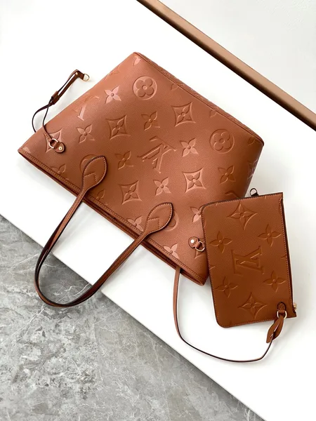 Louis Vuitton Neverfull MM 32 Brown Monogram Empreinte Leather Bag product view 6