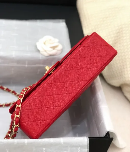 Chanel Flap Bag Medium 25 cm Red Caviar Gold Hardware product view 5