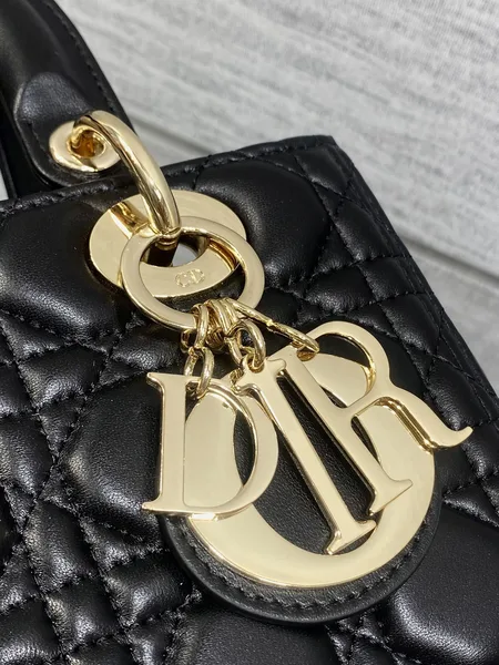 Dior Medium Lady Bag 24 In Black Gold Hardware product view 3