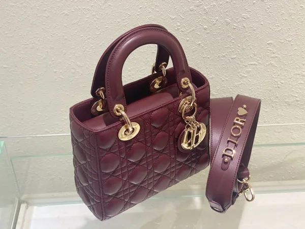 Dior Lady Abc Women’s Handbag, Dark Red, Soft Leather 20 cm product view 2