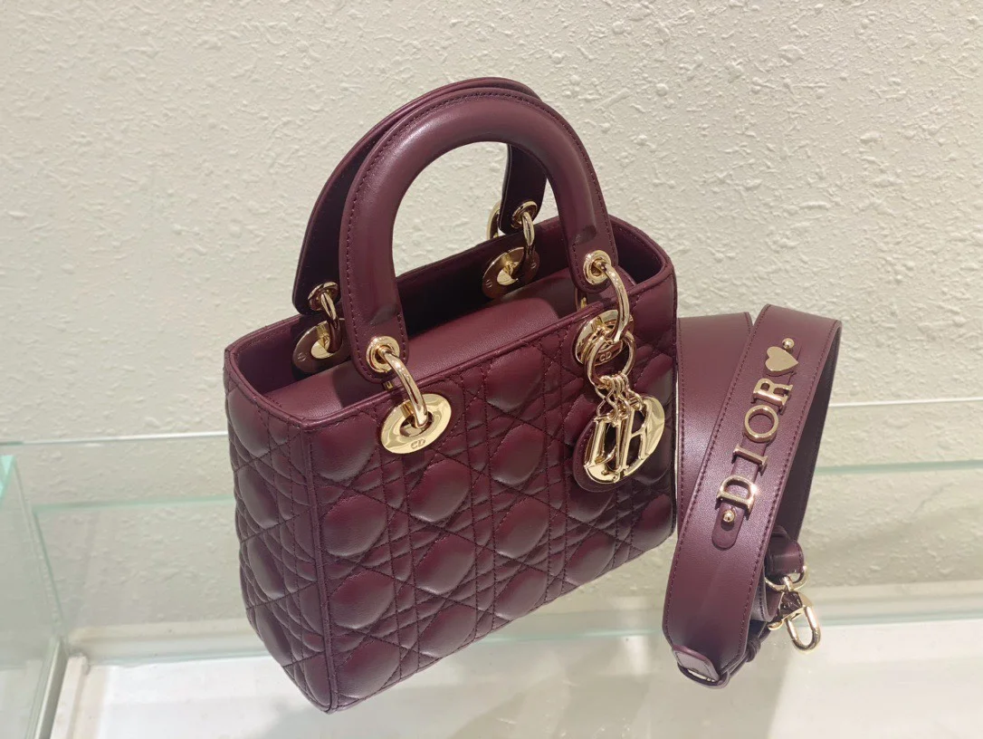 Dior Lady Abc Women’s Handbag, Dark Red, Soft Leather 20 cm product view 2