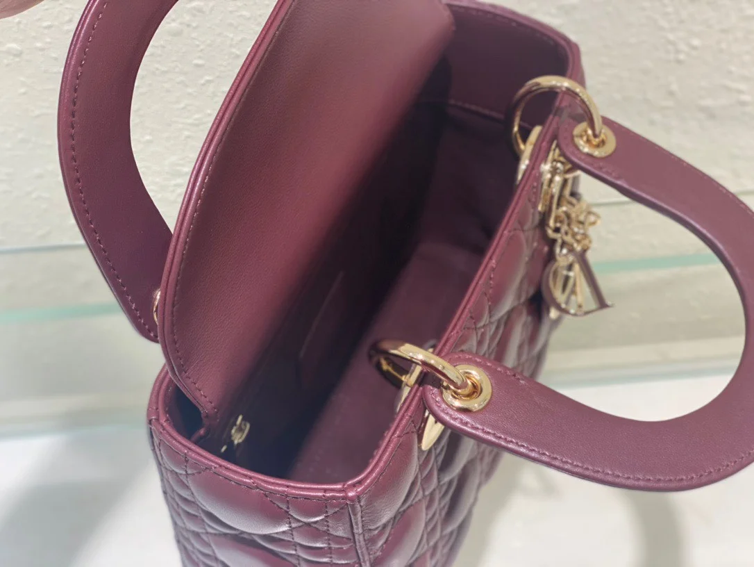 Dior Lady Abc Women’s Handbag, Dark Red, Soft Leather 20 cm product view 7